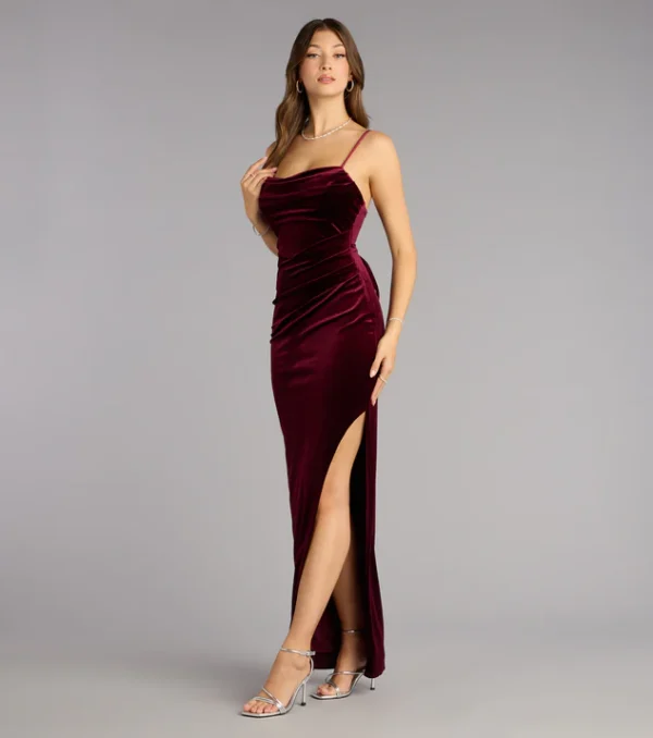 Sloane Velvet Lace-Up Column Dress - Image 2