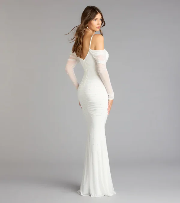 Lindsey Pearl Cold Shoulder Mermaid Formal Dress - Image 3
