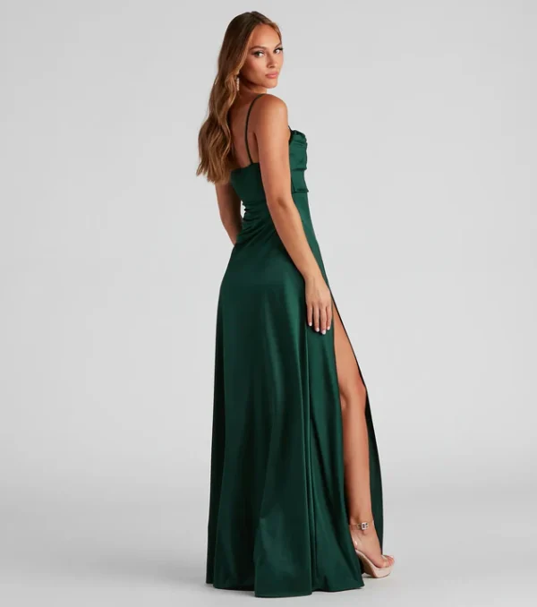 Marissa Formal Satin Cowl Neck Dress - Image 2