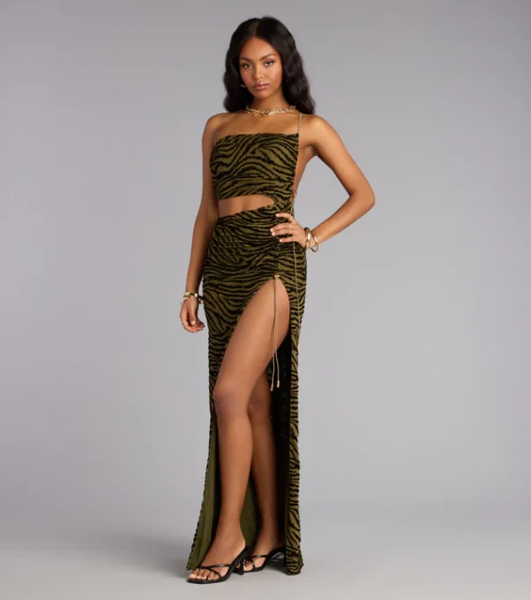 Wild Intentions Zebra Velvet Maxi Dress - Image 2