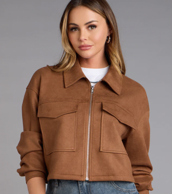 Suede Crush Collared Crop Jacket - Image 3